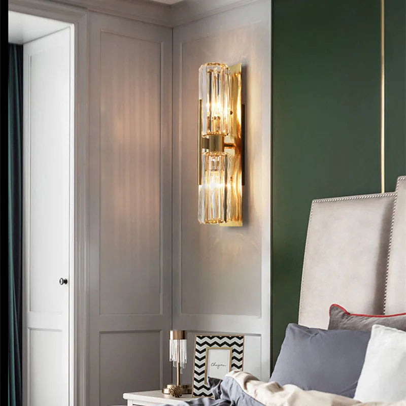 DecorBites™ Crystal Gold Wall Lamp for Luxurious Living Room and Bedroom Lighting