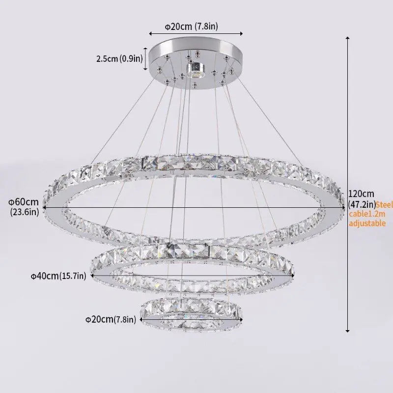 DecorBites™ Crystal Triangle Chandelier: Modern K9 Pendant Light for Living & Dining Room