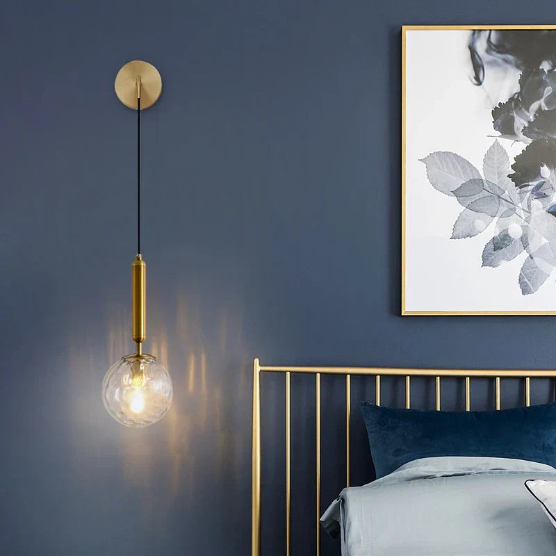 DecorBites™ Glass Ball Wall Lamp Brass/Black Sconce for Living Room Bedroom Reading