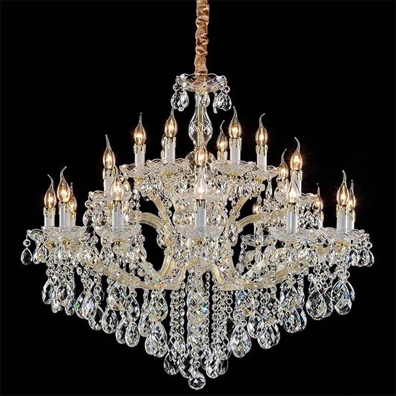 DecorBites™ Crystal Candle Chandelier: Elegant LED Pendant Lamps for Home, Hotel, Villa Hall