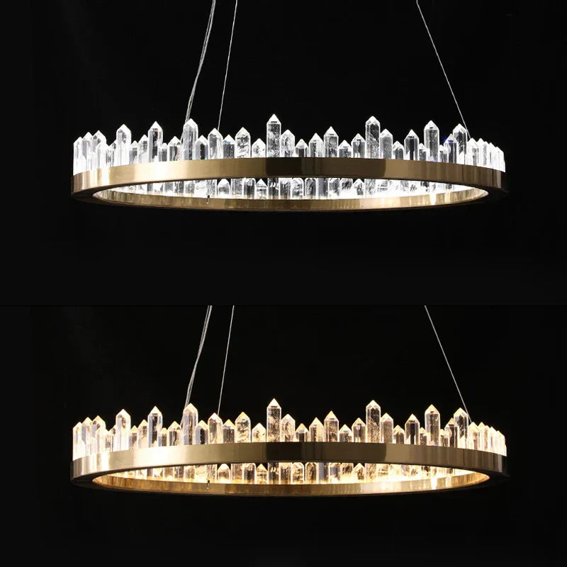 ثريا DecorBites™ الذهبية الكريستالية بإضاءة LED لغرفة الطعام العصرية