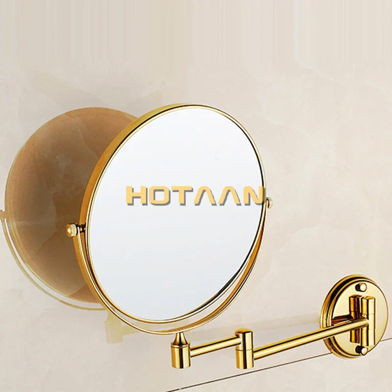 مرآة DecorBites™ نحاسية ذهبية مزدوجة مثبتة على الحائط لمستحضرات التجميل 8 بوصة، تكبير 1:1 و1:3