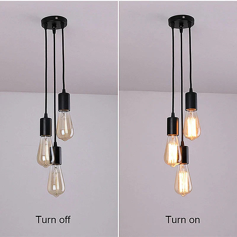 DecorBites™ 3-Head LED Pendant Lamp Industrial Ceiling E27 Retro Hanging Light