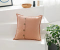 DecorBites™ غطاء وسادة من القطن والكتان 45×45 سم باللون الوردي والأزرق والأخضر والبيج مع أزرار جوز الهند لتزيين المنزل