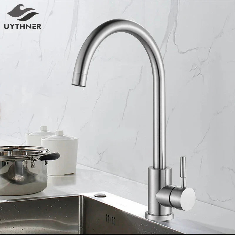 DecorBites™ Kitchen Faucet Hot Cold Water Mixer - Matte Black/Brushed Nickel Kitchen Taps