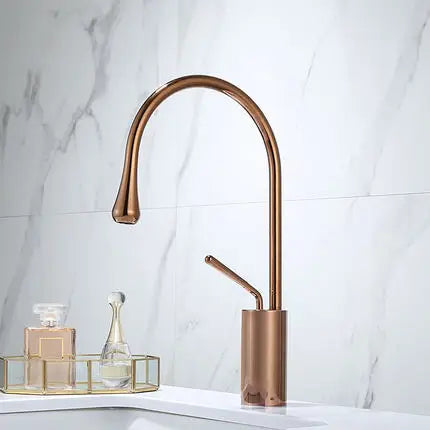 DecorBites™ Gun Grey Brass Basin Faucet Hot Cold Kitchen Sink Water Crane Swivel