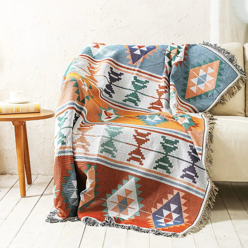 DecorBites™ بطانية صوف محبوكة كاروهات بنمط نورديك - ديكور منزلي مريح وغطاء أريكة
