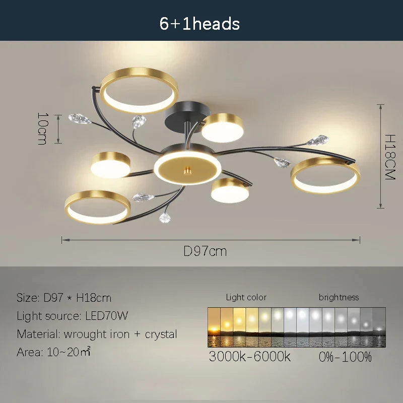 ثريا إضاءة LED من DecorBites™: إضاءة داخلية عصرية للمنزل بالكامل لغرفة النوم، غرفة المعيشة، وغرفة الطعام