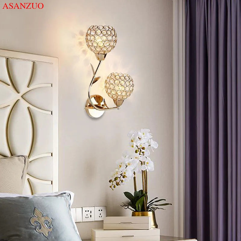 أباليك حائط كريستالية ذهبية DecorBites™ - وحدات إضاءة فاخرة لديكور المنزل
