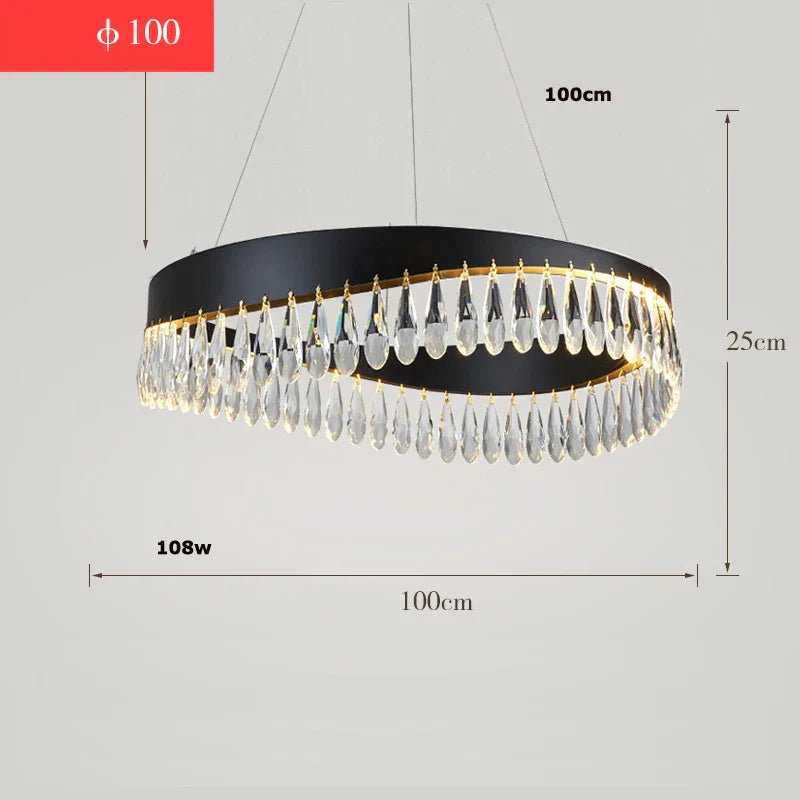 DecorBites™ Crystal Stainless Steel LED Chandelier for Foyer