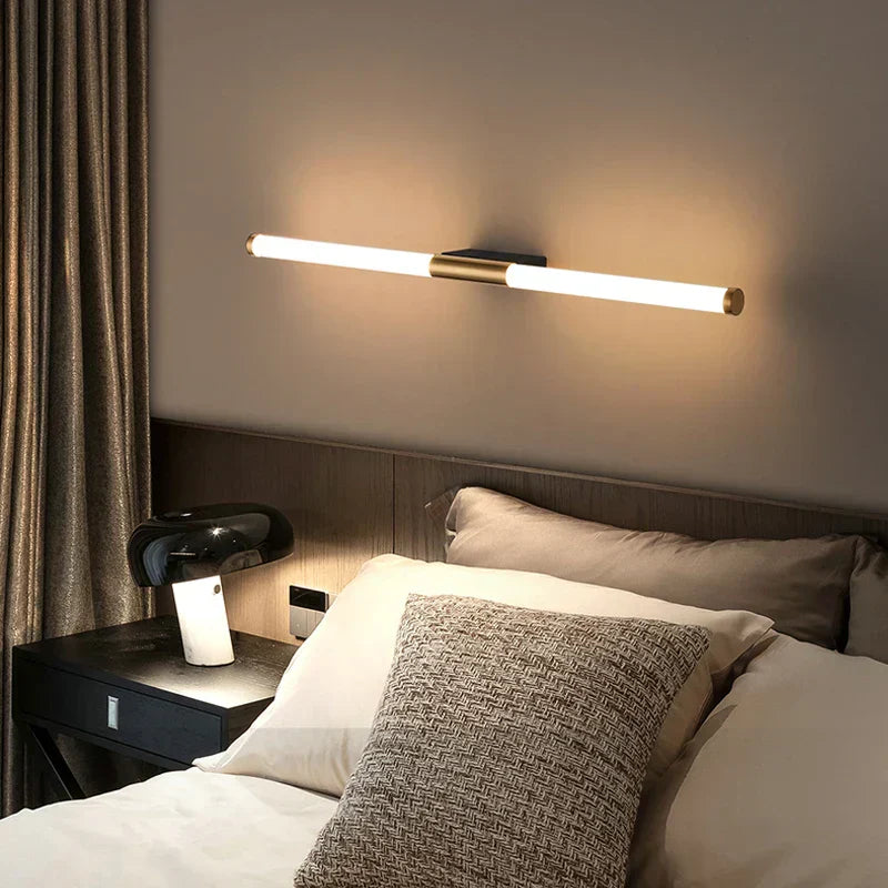 مصباح حائط LED خطي من DecorBites™ أنبوب معدني ذهبي شمعدان لغرفة المعيشة وغرفة النوم والممر