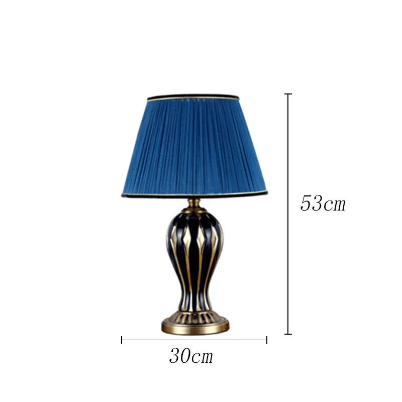 DecorBites™ Hand Painted Antique Blue Ceramic Desk Lamp