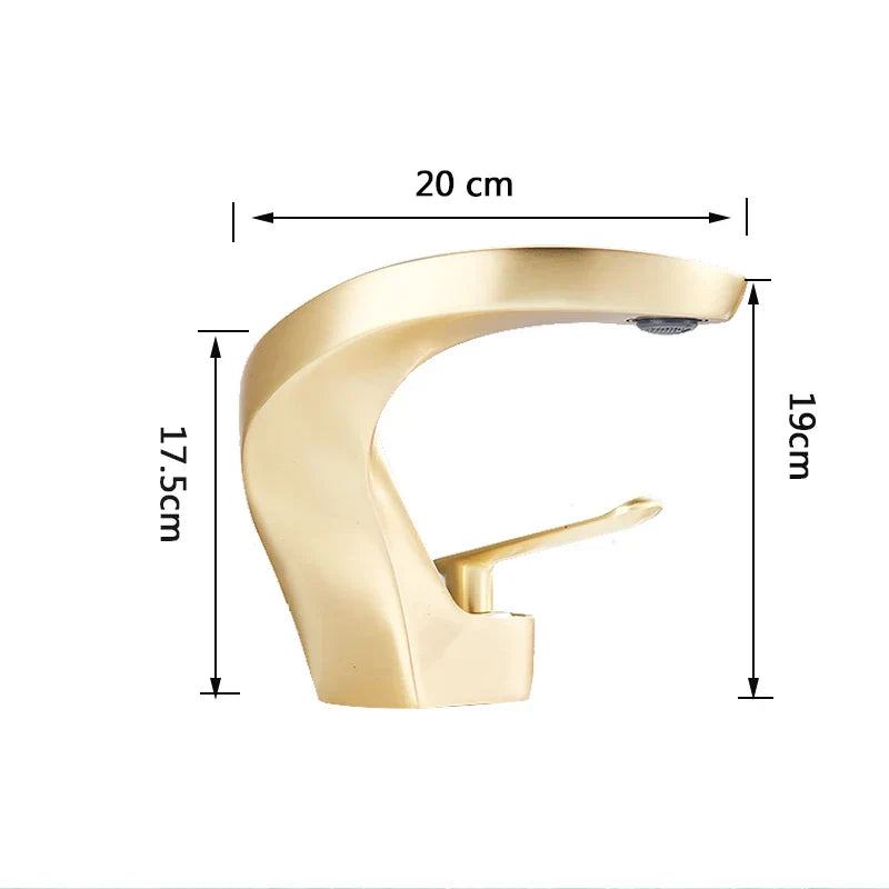 DecorBites™ Brushed Gold Basin Faucet: Modern Brass Deck Mount Bathroom Mixer Tap