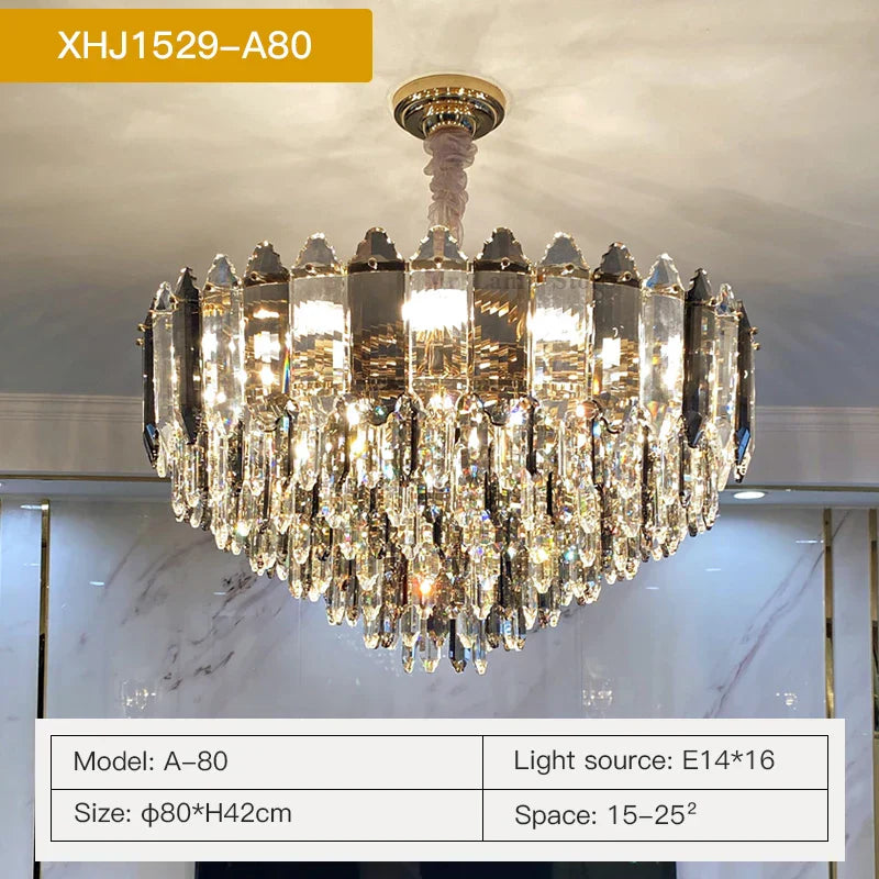 DecorBites™ Crystal Chandelier: Post Modern Luxury Living Room Light
