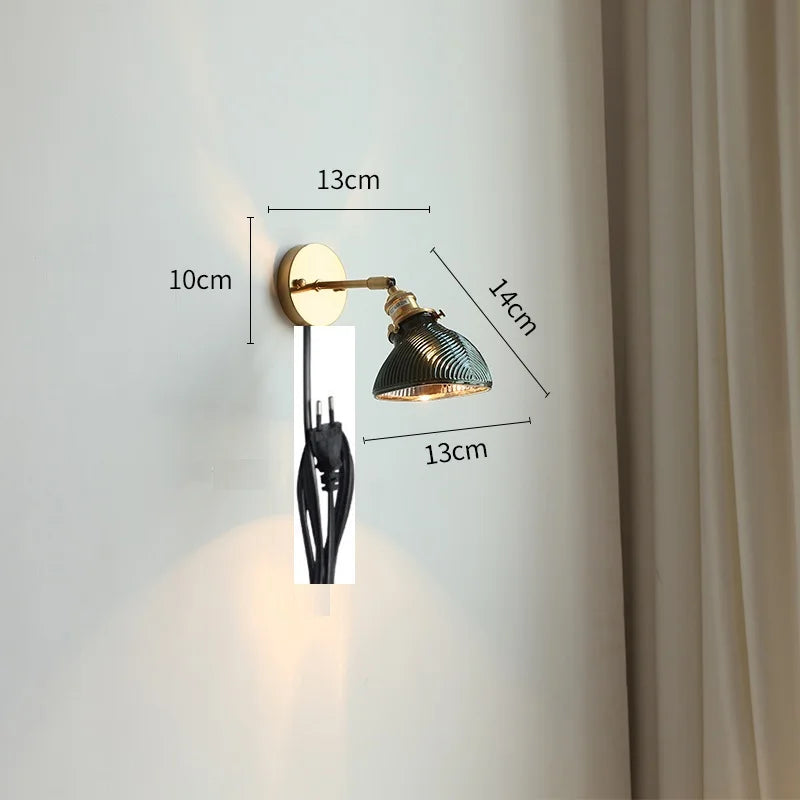 DecorBites™ Green Glass LED Wall Lights Pull Chain Switch Indoor Lighting Adjustable Fixtures