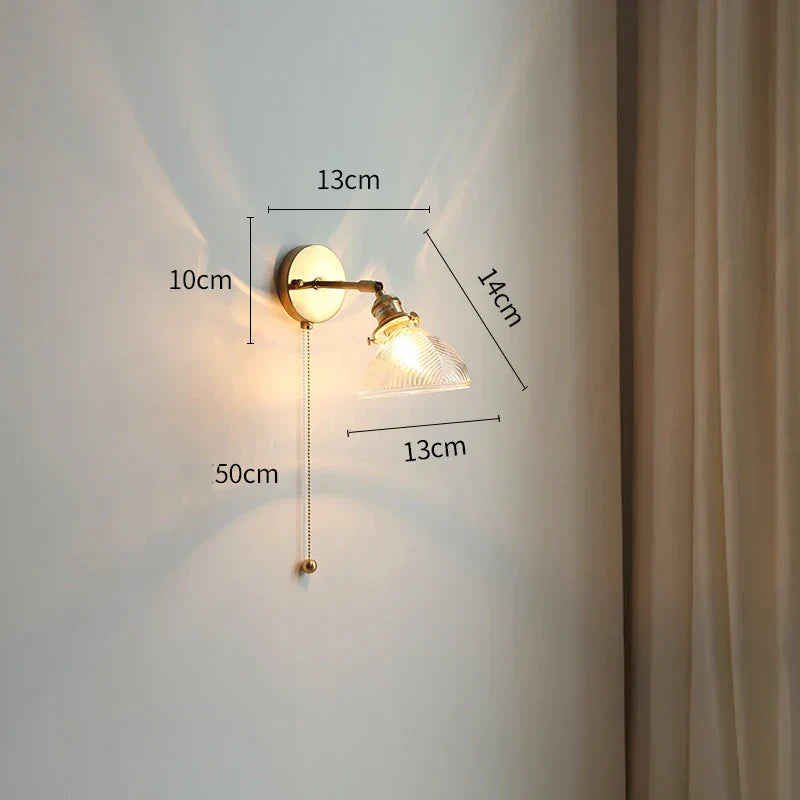 DecorBites™ Green Glass LED Wall Lights Pull Chain Switch Indoor Lighting Adjustable Fixtures