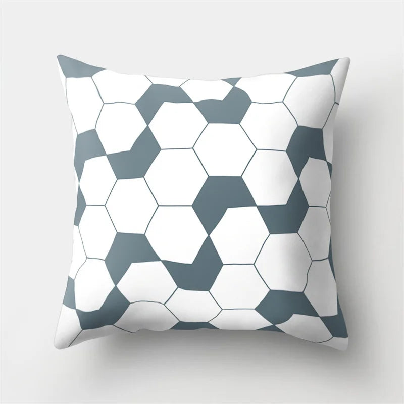 DecorBites™ Geometric Star Print Pillow Cover for Home Decor - Black & White Square Texture