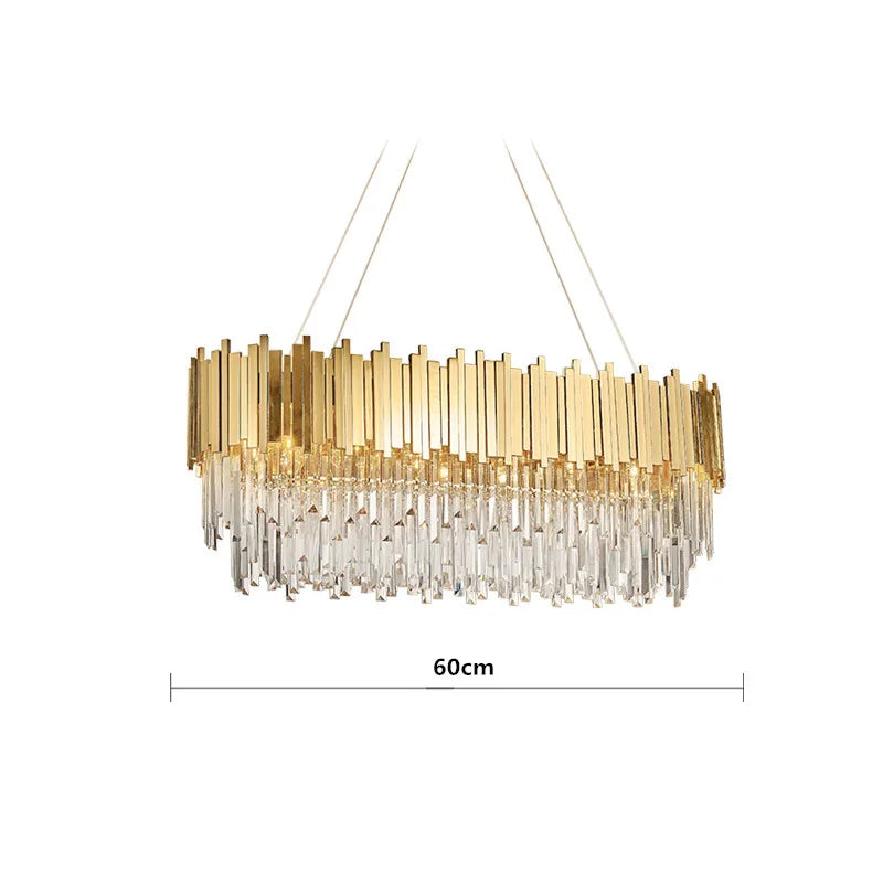 DecorBites™ Crystal LED Chandelier: Adjustable Metal Hanging Lamp for Living Room, Dining, Bedroom