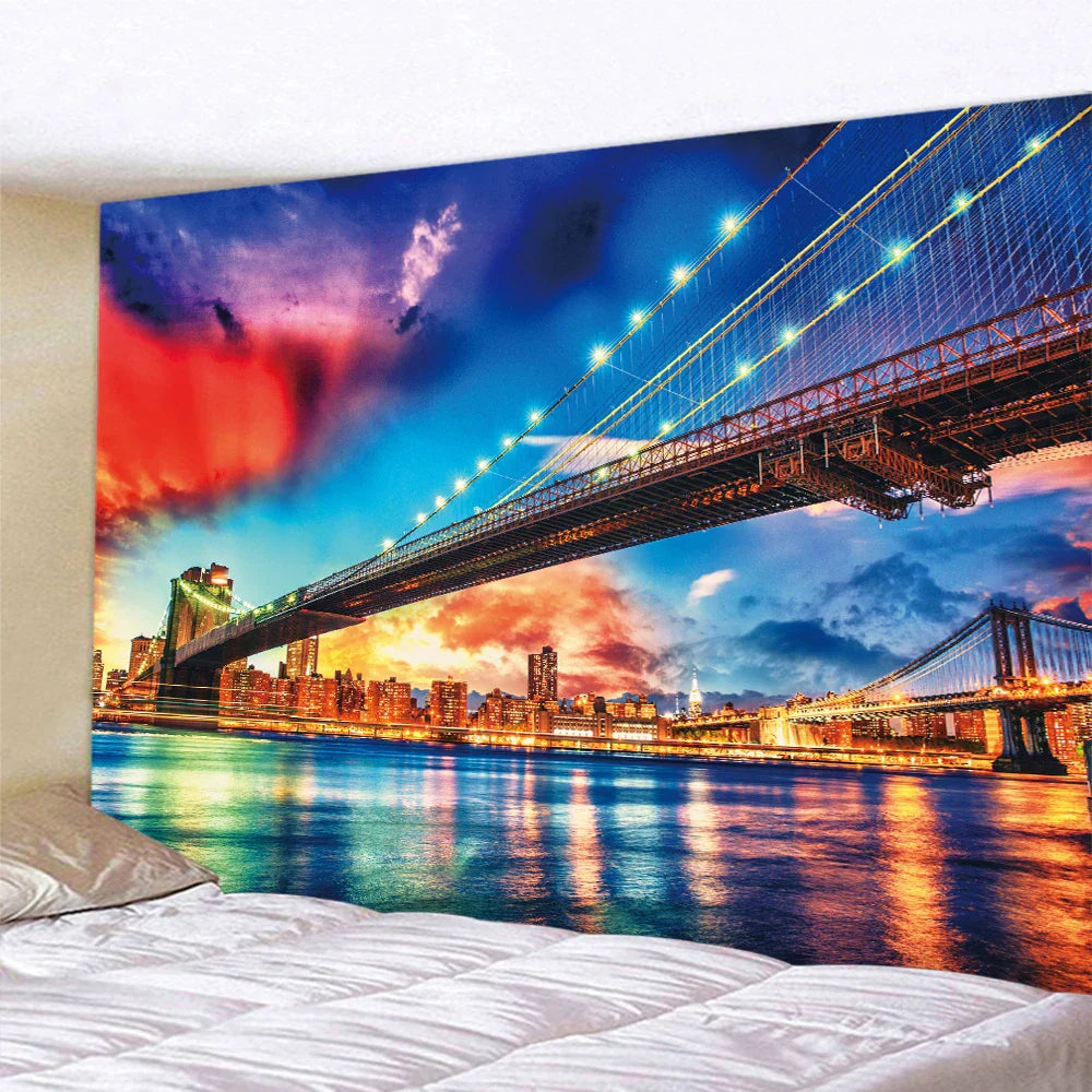 DecorBites™ City View Tapestry: Bohemian Psychedelic Wall Hanging for Home Decor
