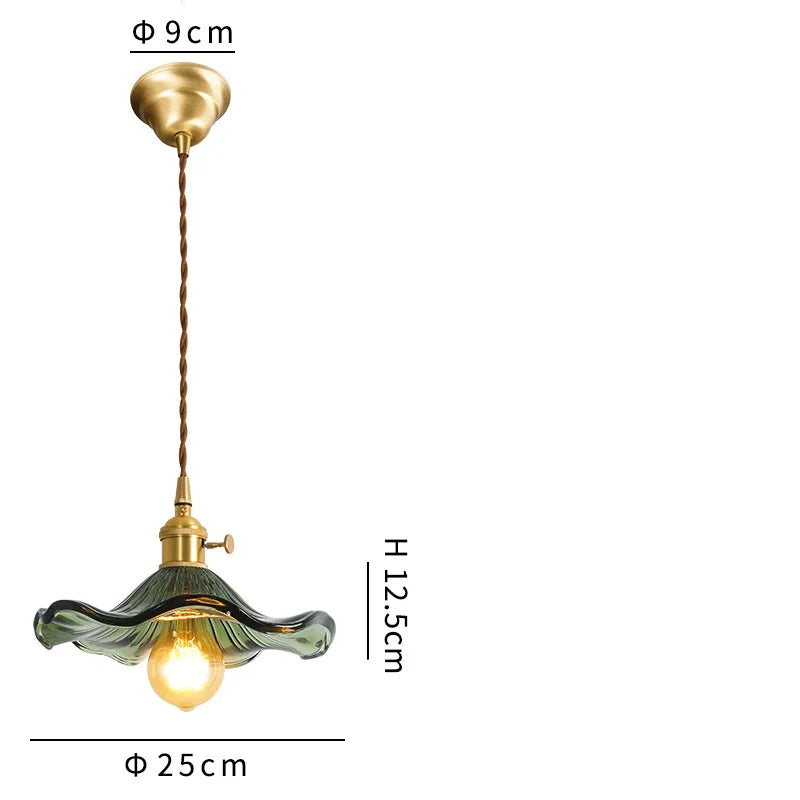 مصباح معلق DecorBites™ الزجاجي الأخضر: مصباح LED متدلي عصري لغرفة المعيشة والطعام