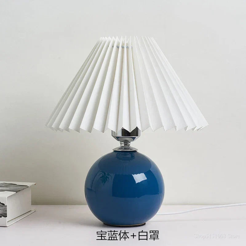Lampes de table japonaises DecorBites™ en céramique Abat-jour plissé pour salon Éclairage chaleureux pour chambre