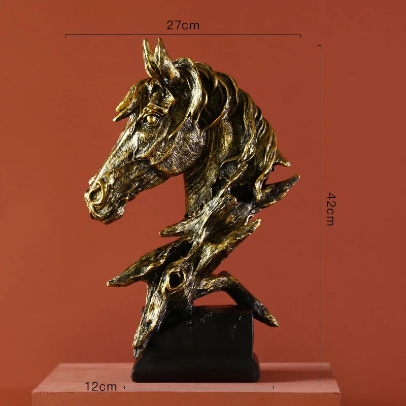 DecorBites™ Country Resin Horsehead Figurine: Creative Animal Statue for Modern Home & Office Decor