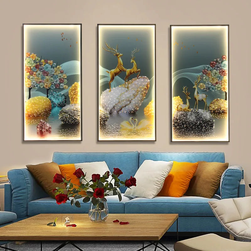 مجموعة أباليك حائط LED بتصميم لوحة طبيعية من DecorBites™