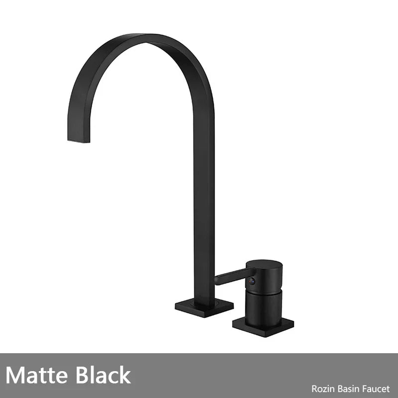 DecorBites™ Brushed Gold Basin Faucet Single Handle Widespread Bathroom Sink Mixer Tap