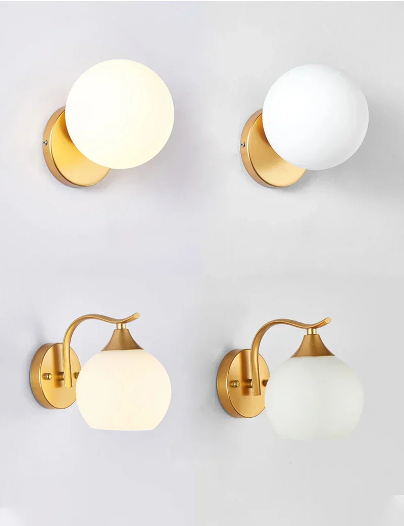DecorBites™ Glass Shade Gold Wall Lamp for Bedroom Loft Design, Up Down Iron LED Wall Lights