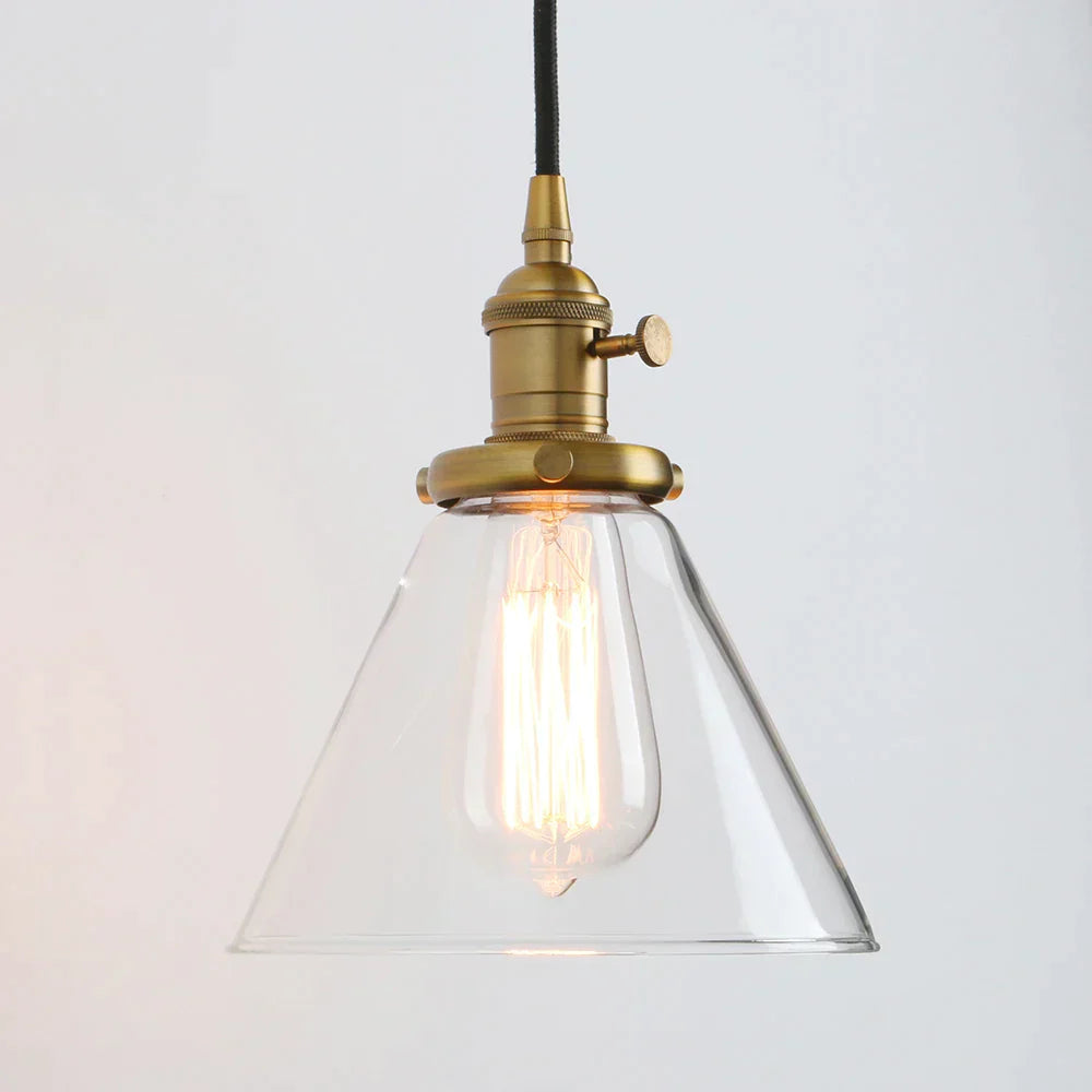 DecorBites™ Funnel Flared Glass Clear Glass Pendant Light Fixture