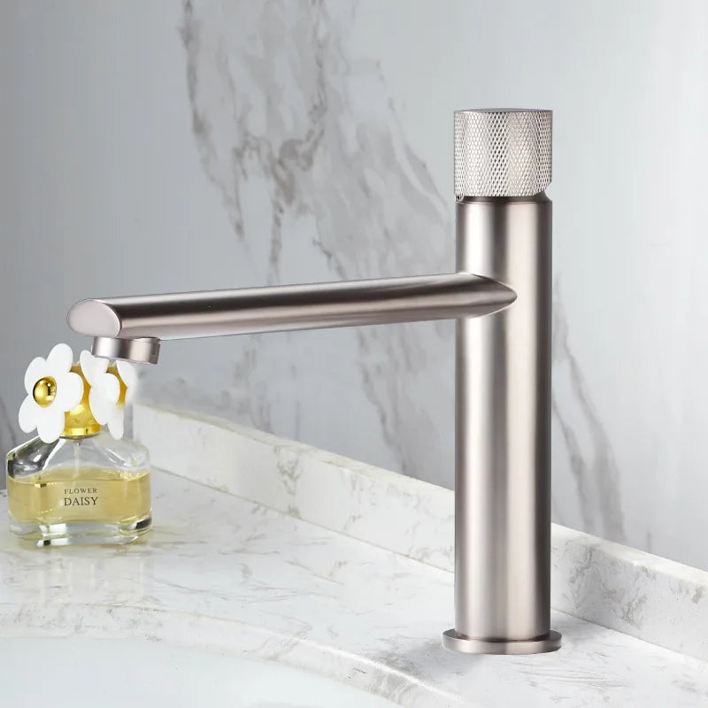DecorBites™ Brushed Gold Brass Basin Faucet - Cold & Hot Water Mixer Tap