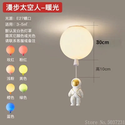 مصباح سقف LED على شكل بالون فضاء للأطفال من DecorBites™ - ديكور كرتوني إبداعي على الطراز الاسكندنافي