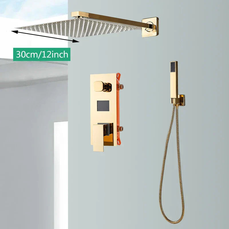 نظام دش Gold Digital Display من DecorBites™ مع صنبور حوض الاستحمام