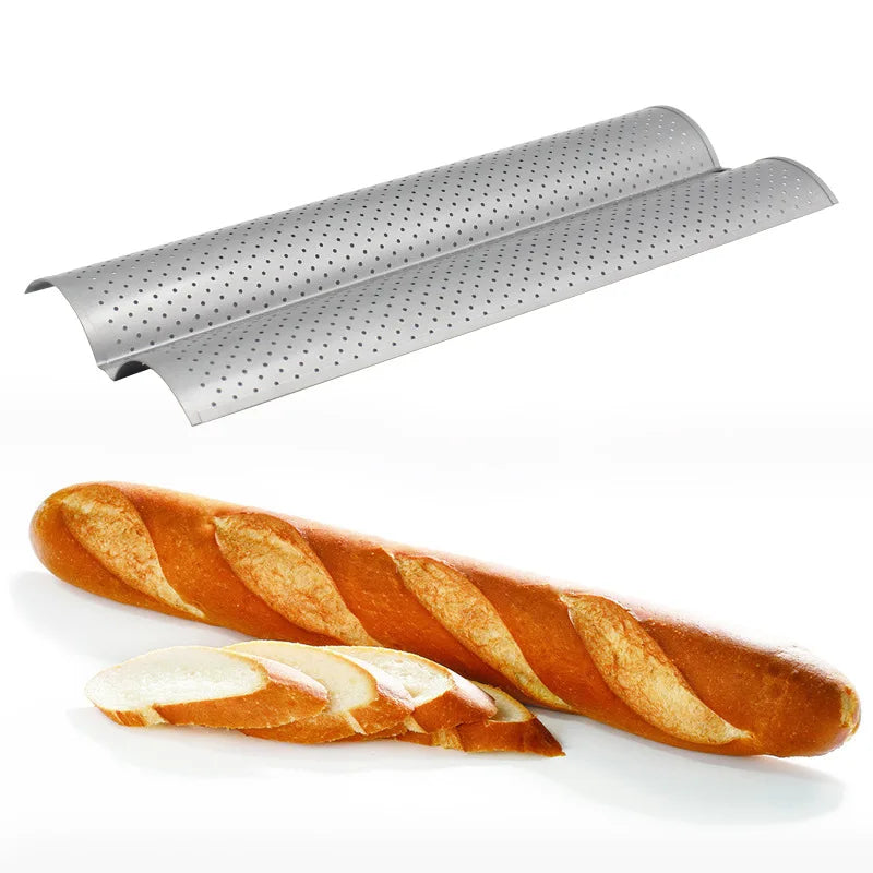 DecorBites™ Wave Bread Pan for Baking French Baguettes - 4 Groove Non-Stick Cake Tray