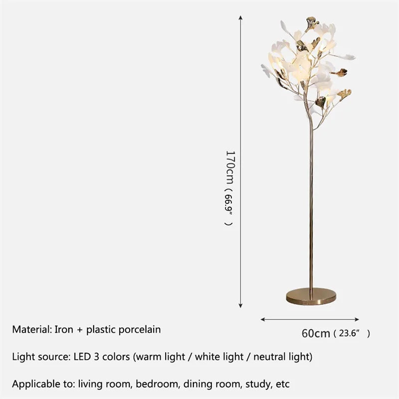 DecorBites™ Ginkgo Flower Floor Lamp - Modern LED Decor for Home Living Room