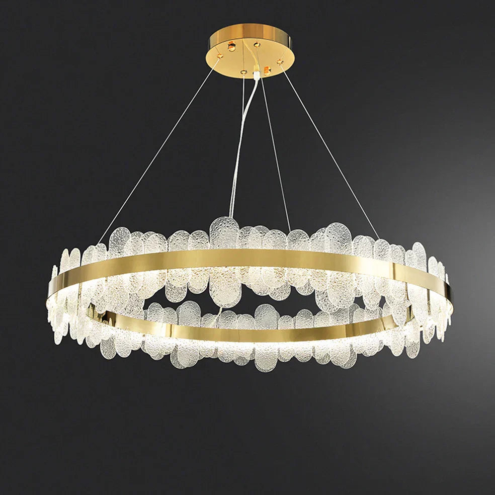 ثريا LED ذهبية بتصميم عصري من الفولاذ المقاوم للصدأ من DecorBites™ لغرفة الطعام