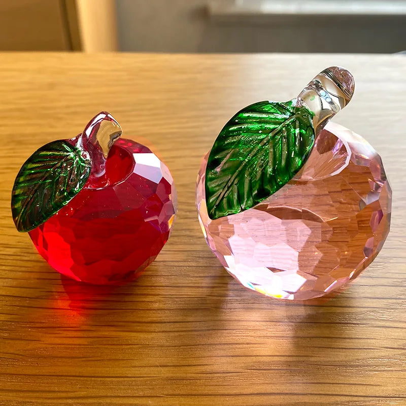 DecorBites™ ثقالة ورق زجاجية على شكل تفاحة صفراء ثلاثية الأبعاد - تماثيل للزينة لديكور مكتب المكتب