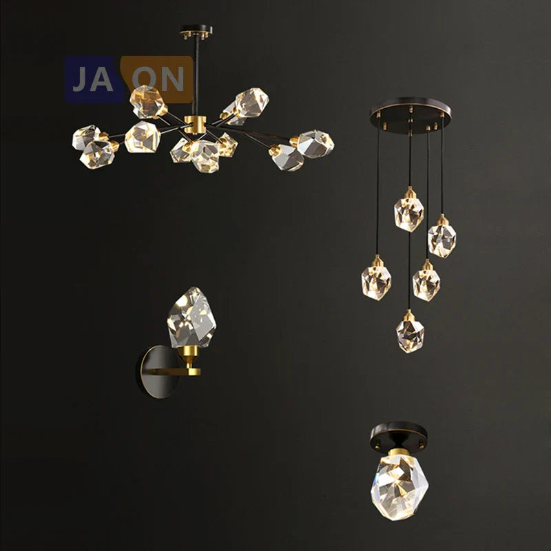 DecorBites™ ثريا نحاسية كريستالية لإضاءة غرفة الطعام