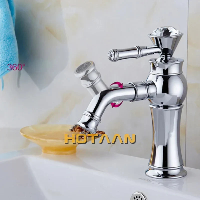 خلاط حوض الحمام النحاسي بلمسة ذهبية من DecorBites™ مع صنبور سيراميك