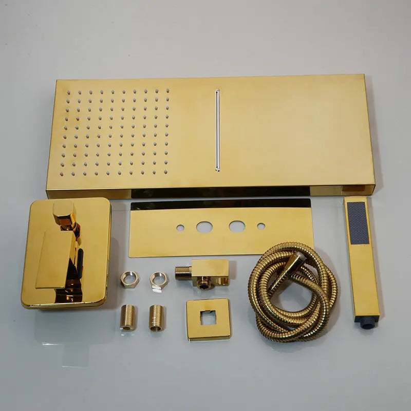 DecorBites™ Golden Plated Brass Shower Mixer Set