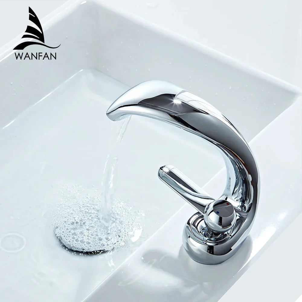 DecorBites™ Gold Basin Faucet: صنبور خلاط نحاسي عصري بمقبض واحد للمغسلة للحمام