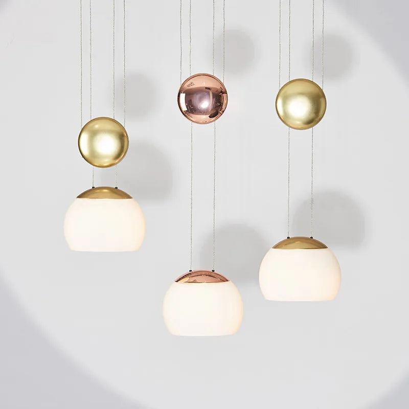 DecorBites™ مصباح معلق زجاجي LED حديث JOJO، ارتفاع قابل للتعديل، إضاءة ذهبية للطاولة الجانبية