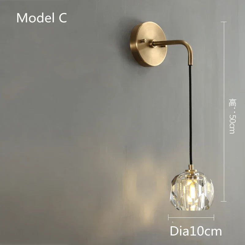 أباليك حائط كريستالية بإضاءة LED من DecorBites™ نحاسية لديكور المنزل الفاخر والعصري