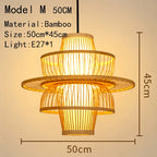 Handwoven Rattan Bamboo Pendant Light in Black