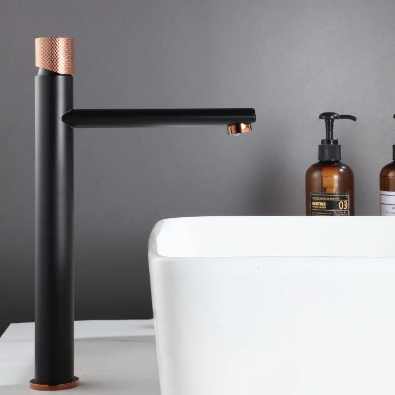 DecorBites™ Brushed Gold Brass Basin Faucet - Cold & Hot Water Mixer Tap