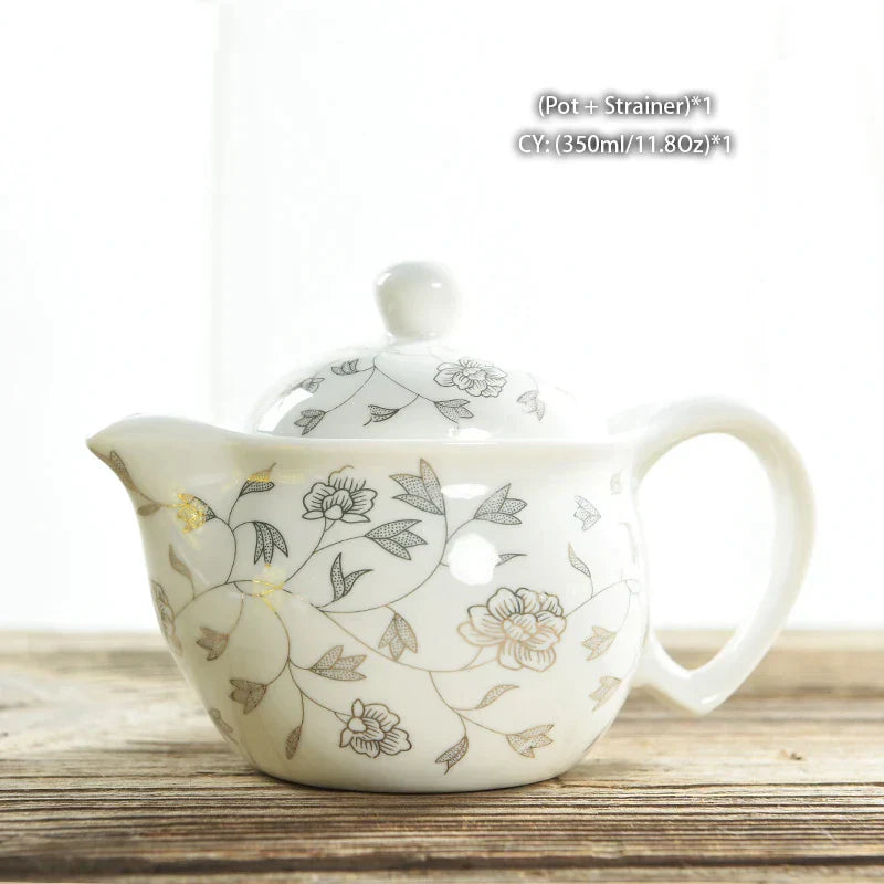 DecorBites™ Dragon Teapot Tea Set, Porcelain Kung Fu Teaware for Puer Oolong Ceremony