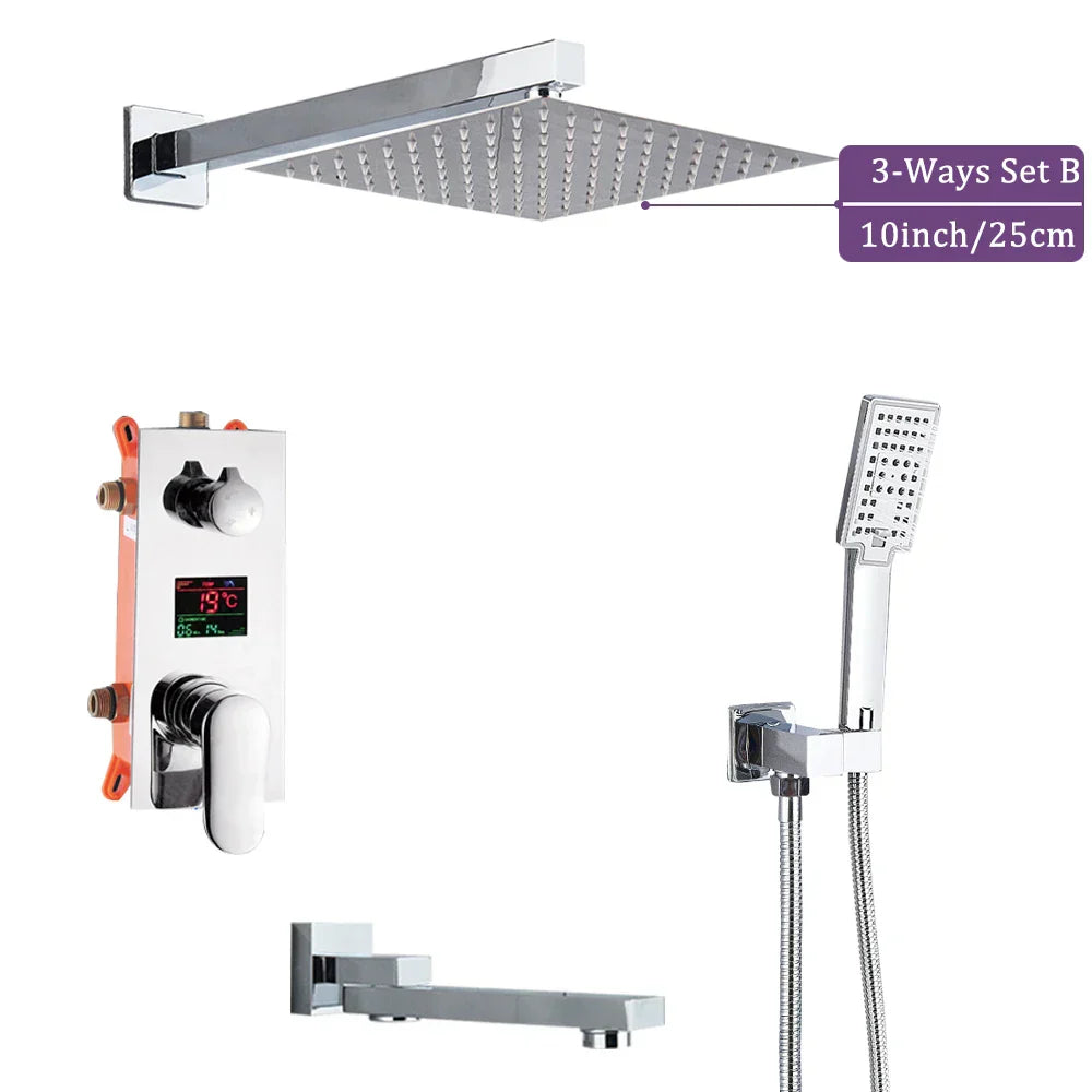DecorBites™ 16" Big Rainfall Shower Faucet with Digital Display and Single Lever Temperature Control