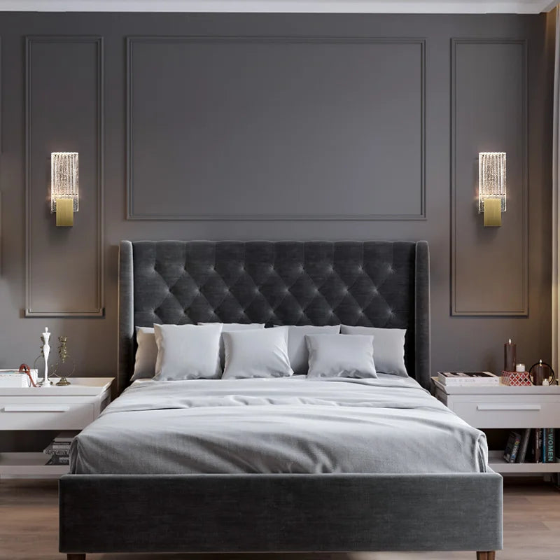 DecorBites™ Crystal Wall Light: Modern Minimalist American Art Bedside Study Designer Wall Lamp