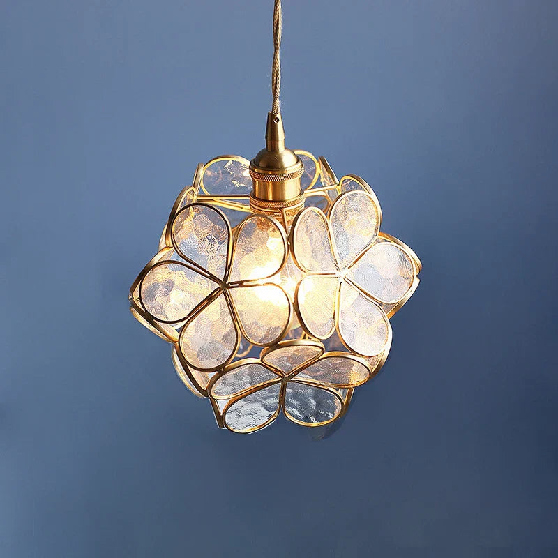 مصابيح قلادة زجاجية بزخارف زهور يابانية من DecorBites™ مصباح LED معلق عصري