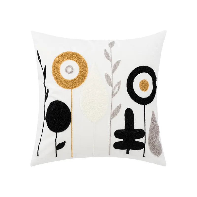 DecorBites™ Embroidered Daisy Floral Fish Pillow Cover 45x45cm/30x50cm Yellow Blue
